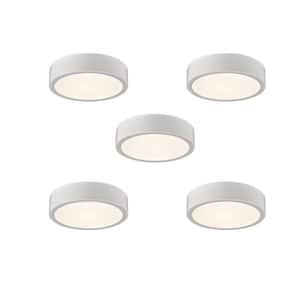 5.51 in. 0-Light White Flush Mount with No Glass Shade and No Light Bulb Type Included (5-Pack)