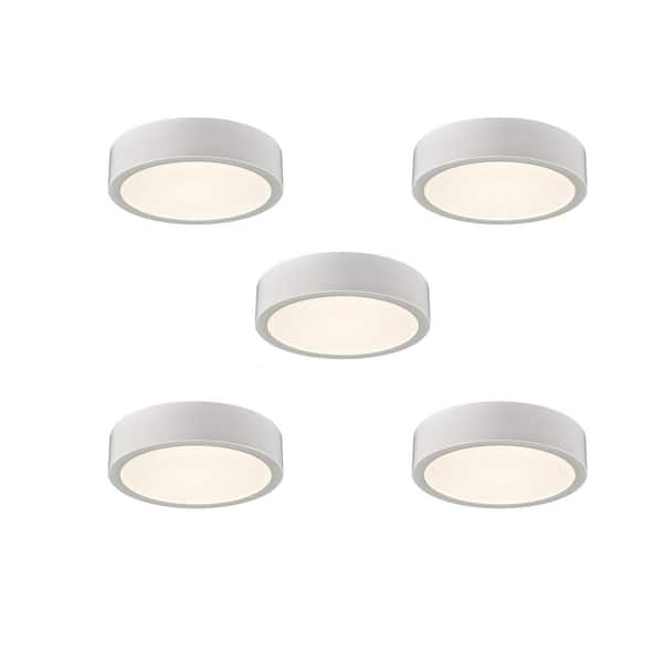 CLAXY 5.51 in. 0-Light White Flush Mount with No Glass Shade and No Light Bulb Type Included (5-Pack)