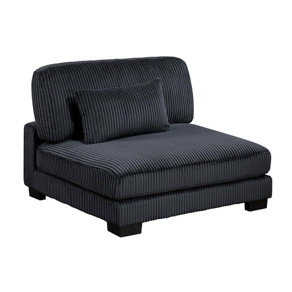 Turbo Black Corduroy Upholstery Armless Chair