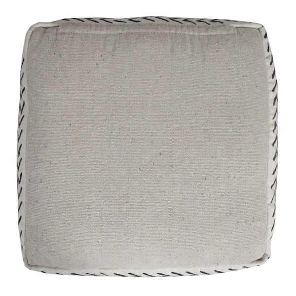 HomeRoots Amelia White Cotton Square Cube Ottoman