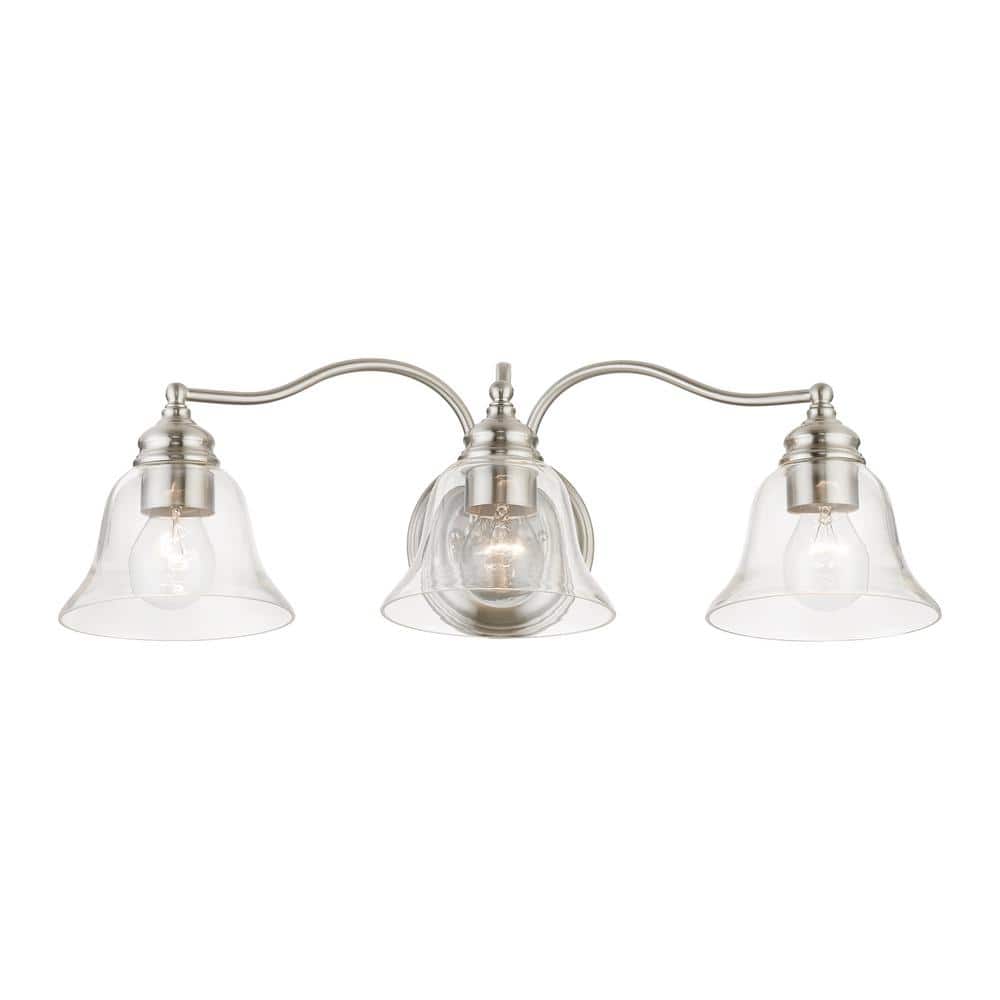 Moreland Brushed Nickel 3-Light Vanity Sconce with Handblown Glass