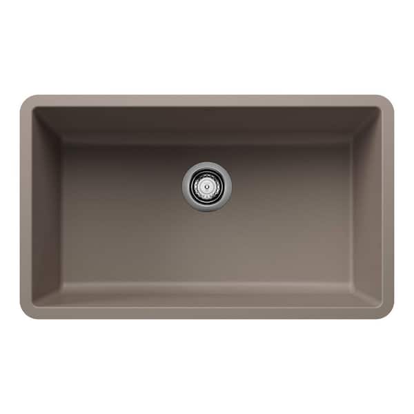 PRECIS Undermount Granite Composite 30 in. Single Bowl Kitchen Sink in Truffle