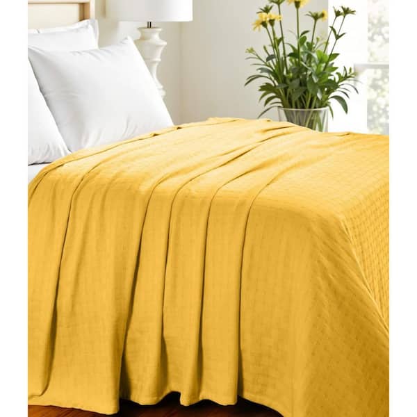 Gold Geometric Cotton Throw Blanket