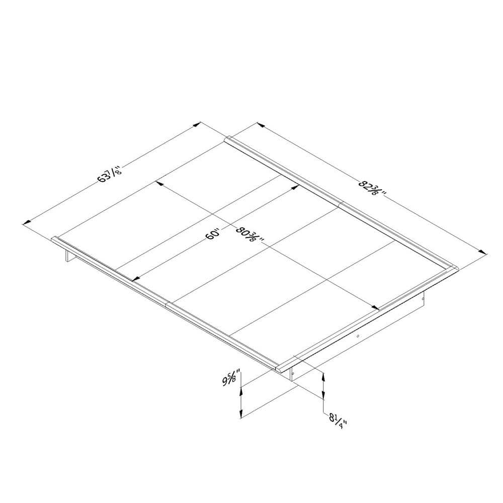 Sleek Gray Oak Queen Platform Bed with Upholstered Headboard