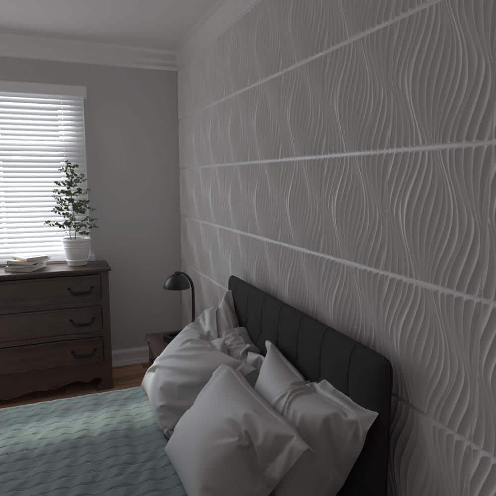 White Textured PVC 3D Decorative Wall Panels, 20-Pack