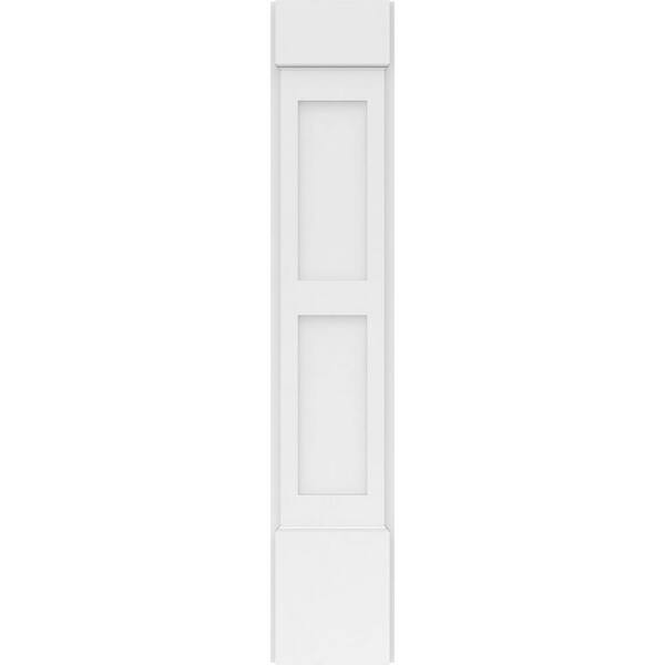 Ekena Millwork 2 in. x 9 in. x 48 in. 2-Equal Flat Panel PVC Pilaster Moulding with Standard Capital and Base (Pair)