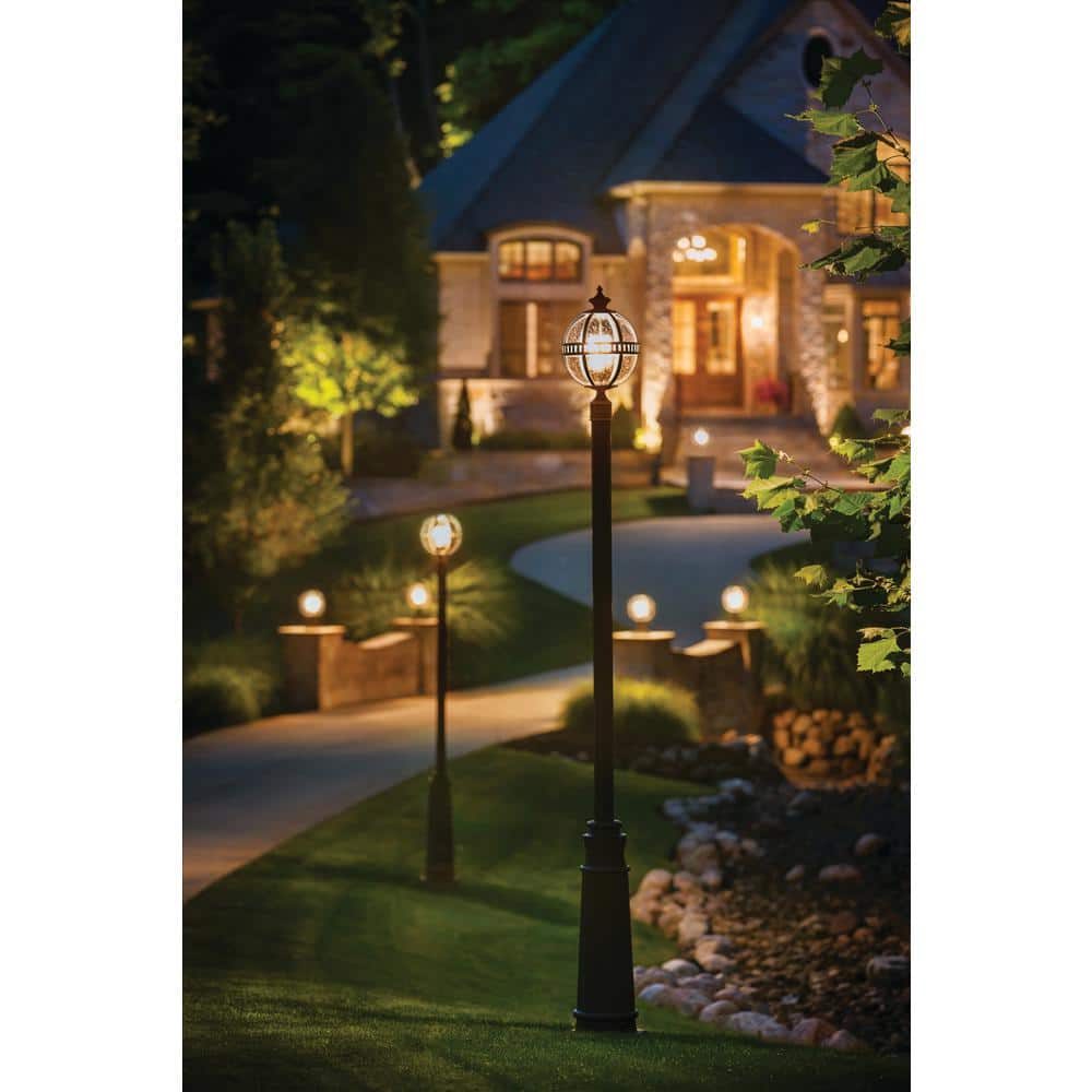 KICHLER  Halleron Hardwired 3-Light Londonderry 4x4 Outdoor Deck Lamp Post Light with Clear Seeded Glass (1-Pack) - 3