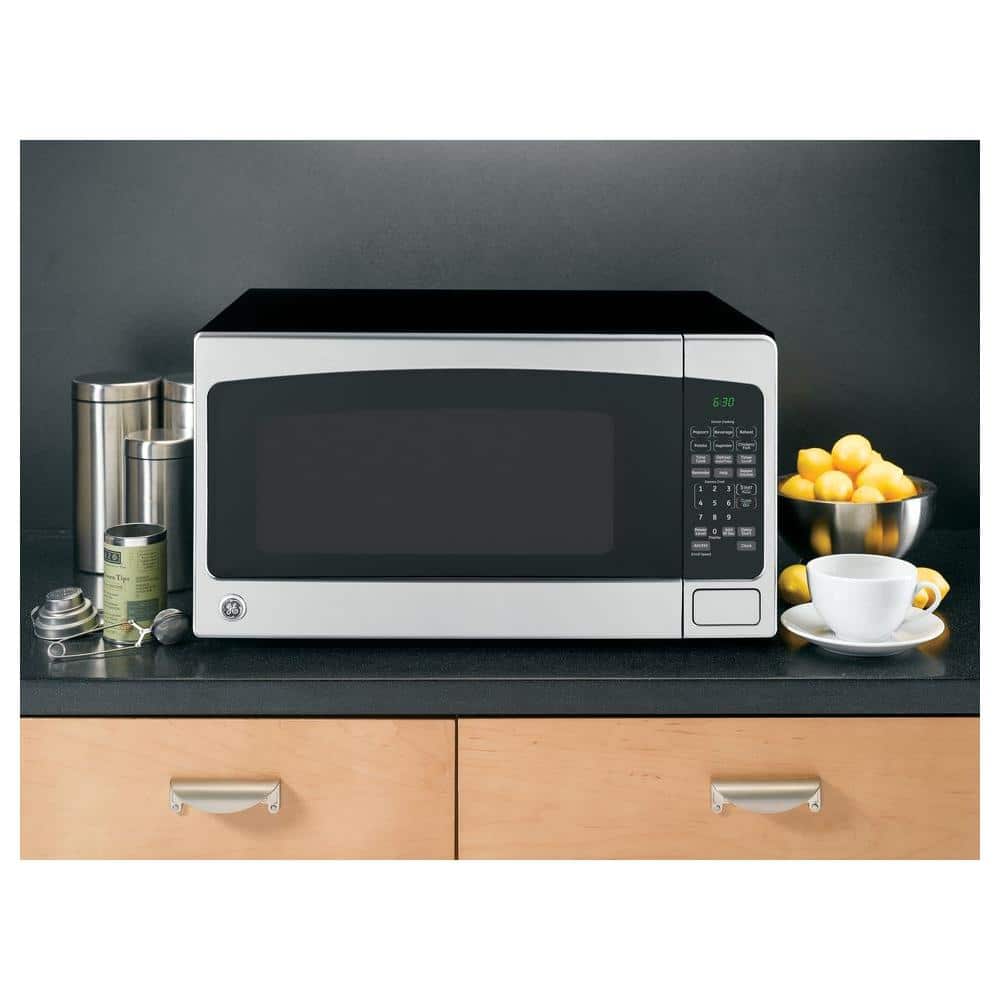 GE 2.0 Cu. Ft. Stainless Steel Black Countertop Microwave Oven
