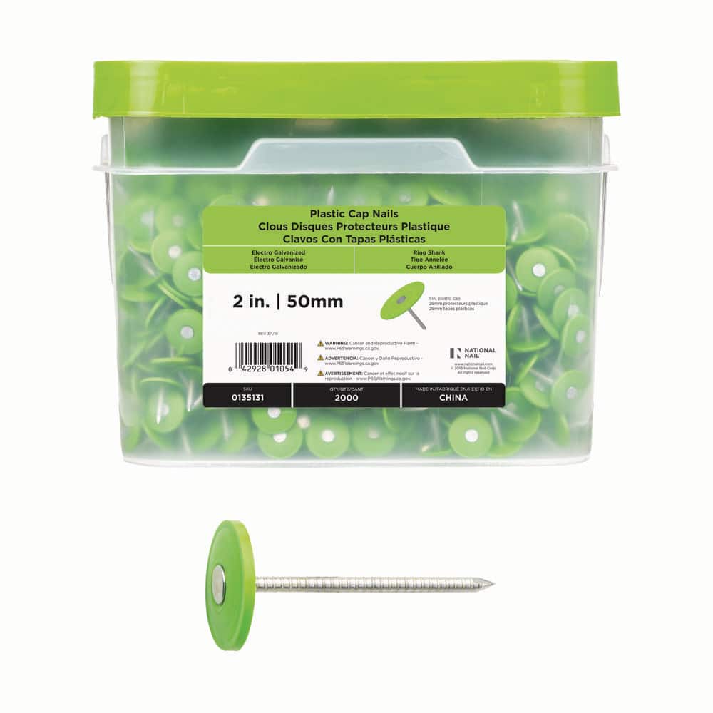 2 in. x 12-Gauge Electrogalvanized Ring Shank Plastic Cap Roofing Nail (2000-Pack) price history on PriceWatchPro