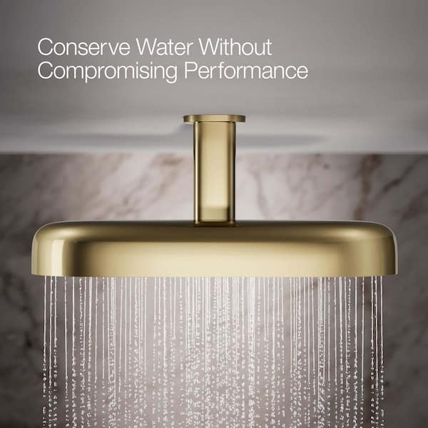 KOHLER Statement Oblong 2-Spray Patterns 2.5 GPM 18 in. Ceiling Mount Rainhead Fixed Shower Head in Vibrant Polished Nickel