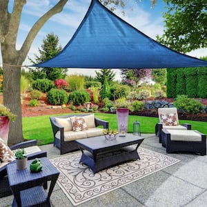 16 ft. x 16 ft. x 16 ft. Blue Triangle Awning UV Block for Outdoor Patio Garden and Backyard Sunshade Sail Canopy