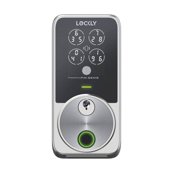 Lockly Secure Pro Zeno Series Satin Nickel Deadbolt WiFi Smart Lock, Apple Home Key, Fingerprint, Keypad, Siri/Alexa/Google