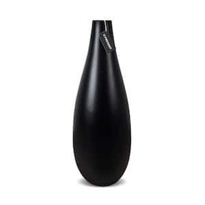 Drop Slim Tall Ceramic Vase In Black Matte 18.8 in. Height