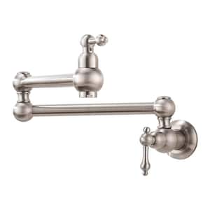 Wall Mount Pot Filler Faucet with Brass Structure in Brushed Nickel