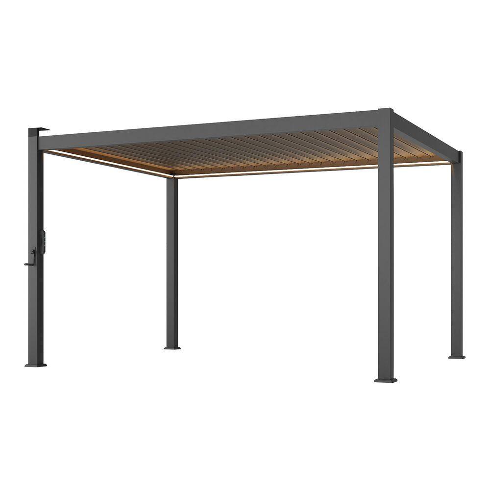 10 ft. x 13 ft. Modern Pergola with Adjustable Louvers, LED Lights, and Solar Charging, Charcoal Gray price history on PriceWatchPro