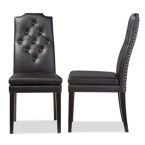 Baxton Studio Dylin Black Faux Leather Upholstered Dining Chairs (Set ...