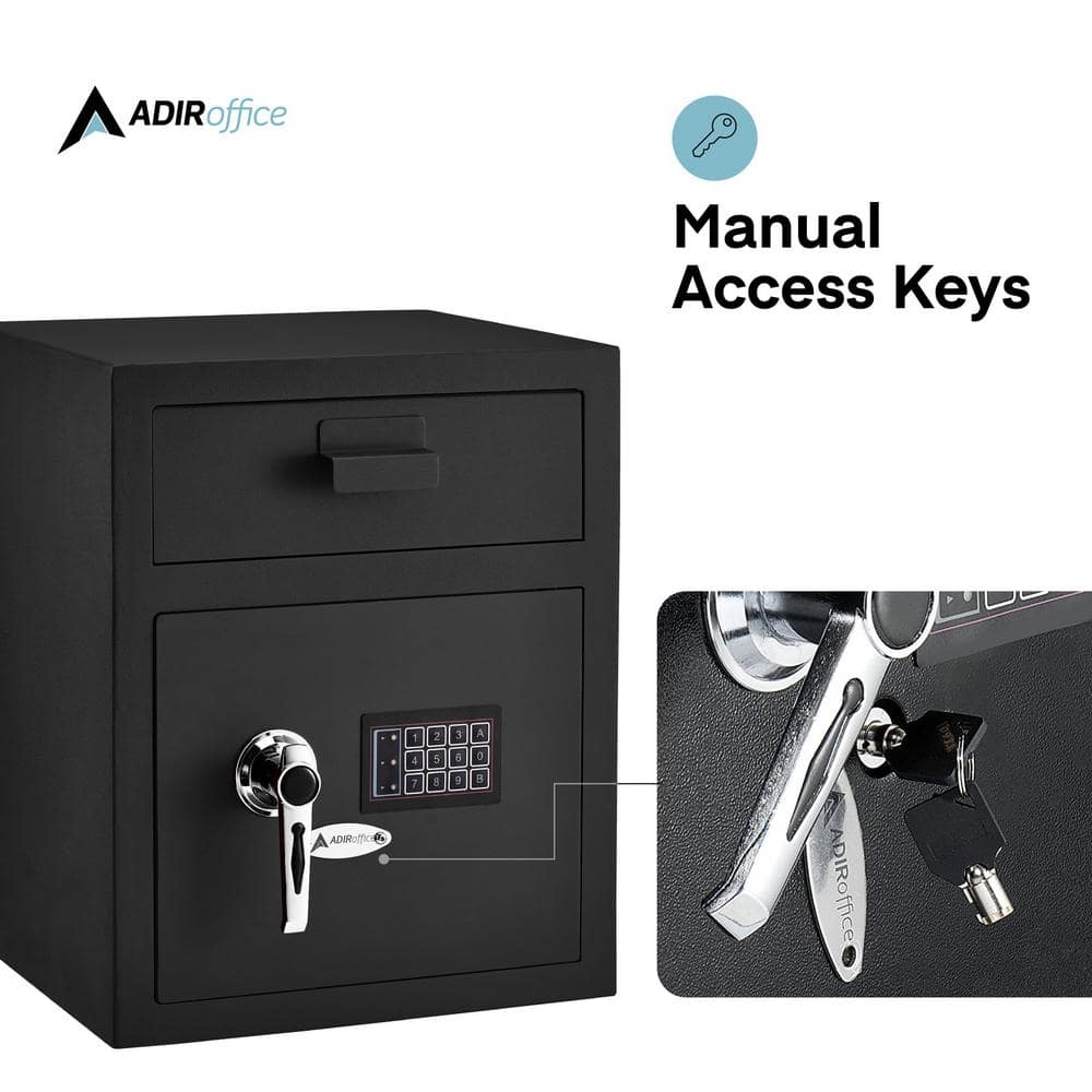 AdirOffice Black 1.1 Cu. Ft. Steel Digital Depository Safe with Keypad