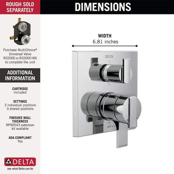 Delta Angular Modern Monitor 17 Series Valve Trim with 6-Setting Integrated Diverter - Matte Black (T27967-BL) for sale online