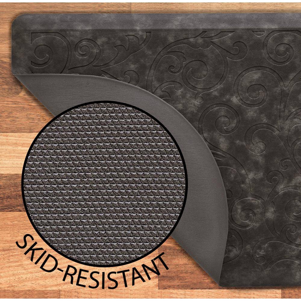 Dark Gray Semi-Circle Anti-Fatigue Kitchen Mat with PVC Backing