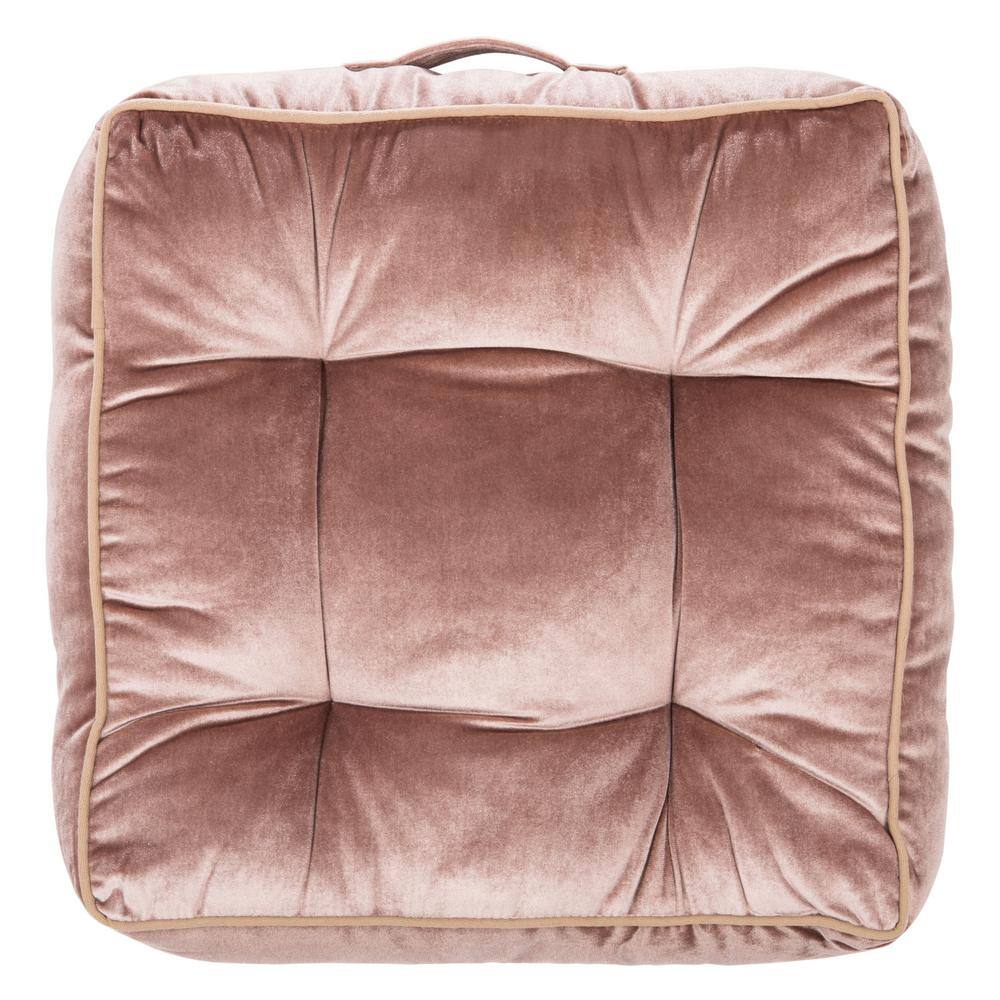 Primrose 18" Blush Pink Velvet Tufted Square Floor Pillow