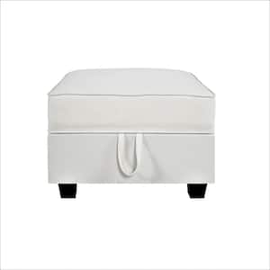 Square Ottoman Module for Modular Sectional Sofa, Storage Ottoman Footrest and Square Seat Cube, Linen Foot Stool, White