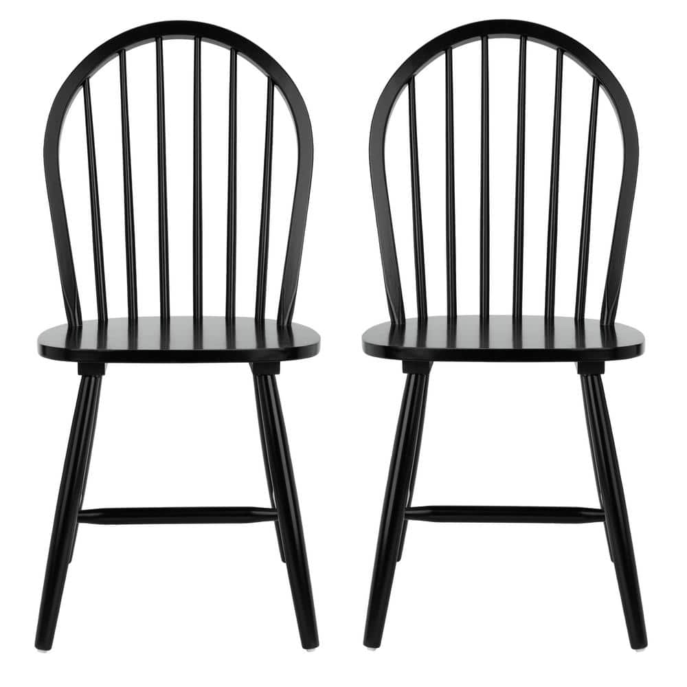 Camden Black Rubberwood Spindle Back Dining Chairs, Set of 2