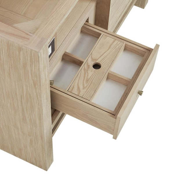 Marigot 48.0 in. Single Bath Vanity in Sunwashed Oak with Wireless Charging Eternal Jasmine Pearl Quartz Top