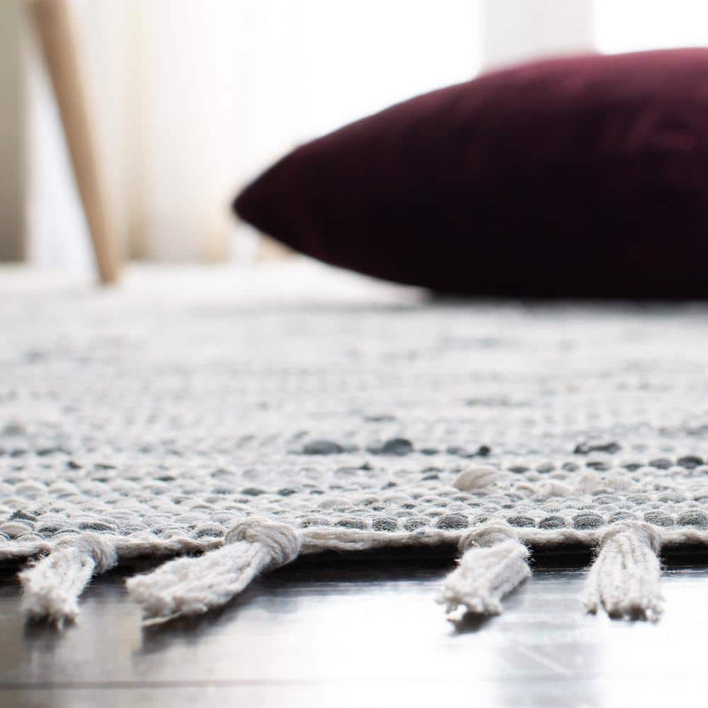 Coastal Charm Silver Cotton Hand-Woven Area Rug, 9' x 12'