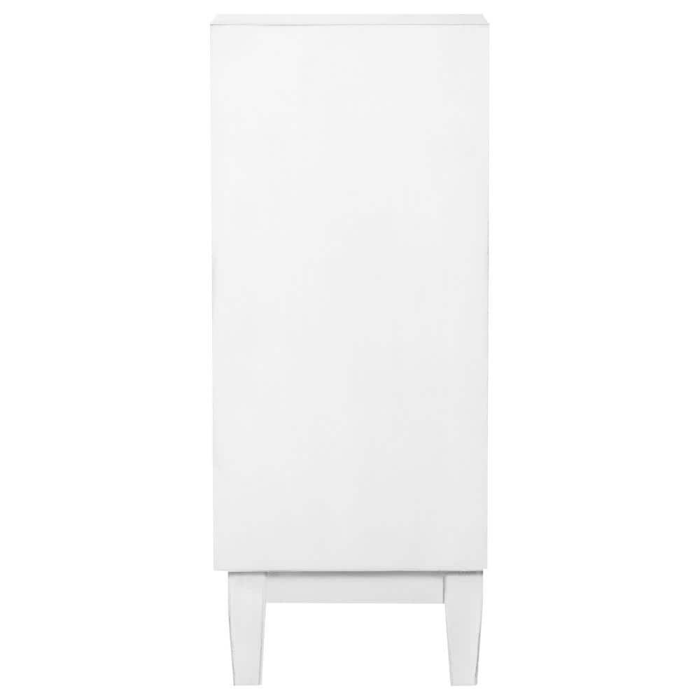 Transitional White 2-Door Accent Cabinet with Geometric Pattern
