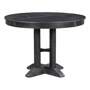 Farmhouse Black Solid Wood and MDF 58 in. Cross Legs Extendable Dining Table Seats 4