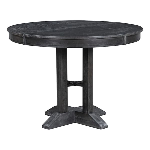 Unbranded Farmhouse Black Solid Wood and MDF 58 in. Cross Legs Extendable Dining Table Seats 4