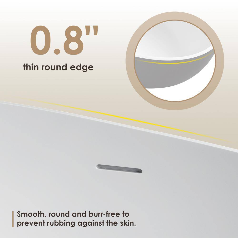 Euston 65'' Matte White Solid Surface Freestanding Oval Bathtub