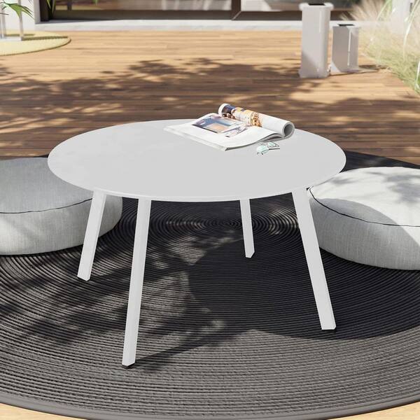 coffee様　FWコクーンプルホワイト、ブラック White Round Metal Outdoor Coffee Table for Backyard, Patio