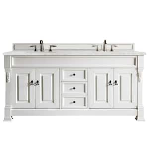 Brookfield 72 in. W x 23.5 in. D x 34.3 in. H Bathroom Vanity in Bright White with Quartz Top in Jasmine Pearl