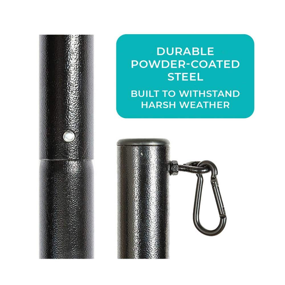 9.5ft Black Powder-Coated Steel String Light Pole Stand