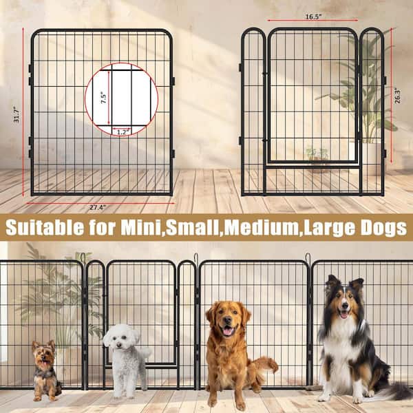Unbranded 16 Panels Heavy Duty Metal Pet Fence Playpen Kit Indoor/Outdoor  Pet Dog Fence Playground H x W) ZLL-P147610