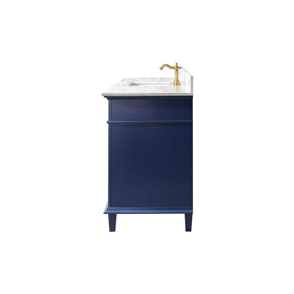 Blue 60" Single Sink Vanity with Carrara Marble Top