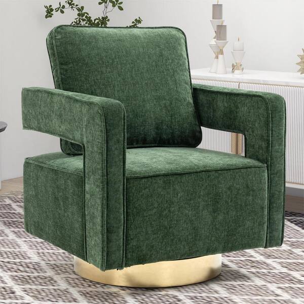 anpport Green Modern Swivel Open Back Arm Chair with 1-Pillow For Nursery Bedroom Living Room