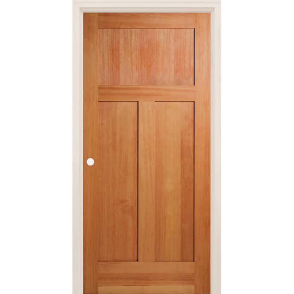 Builders Choice 28 in. x 80 in. 3-Panel Right-Handed Craftsman Shaker Unfinished Fir Wood Single Prehung Interior Door