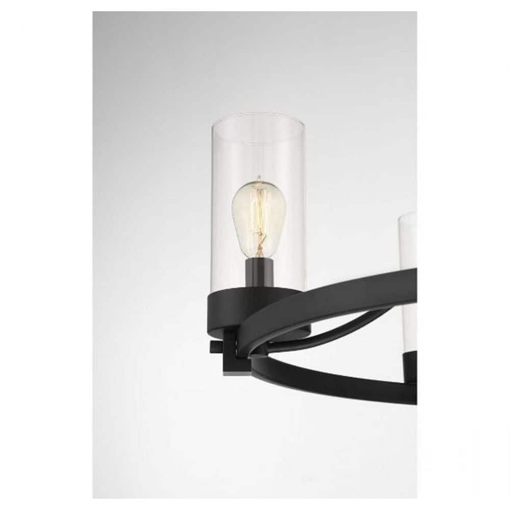Matte Black Crystal 5-Light Candle Chandelier