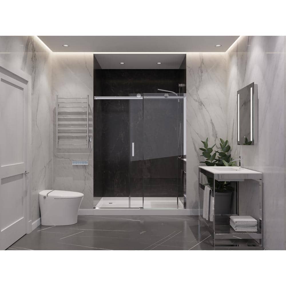 Rhodes 60" x 76" Frameless Chrome Sliding Shower Door