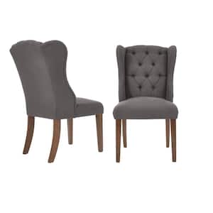 Belcrest Sable Brown Wood Upholstered Dining Chair with Charcoal Seat (Set of 2) (24.02 in. W x 40.94 in. H)