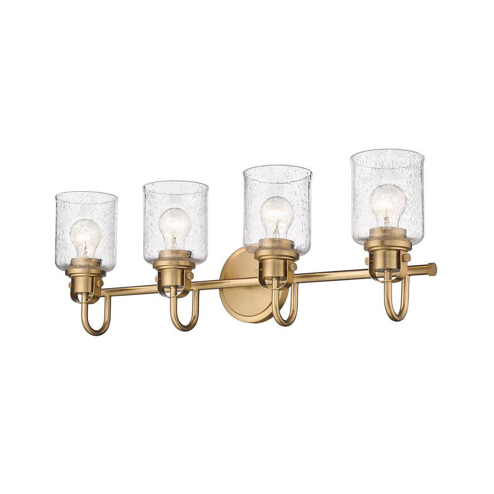 Heirloom Gold 4-Light Vanity with Seeded Glass Shades