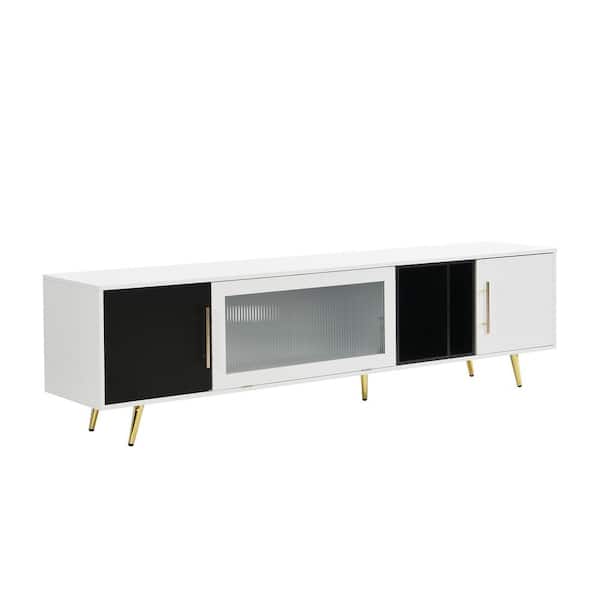 Polibi White TV Stand Fits TV's up to 80 in. with Removable Compartment