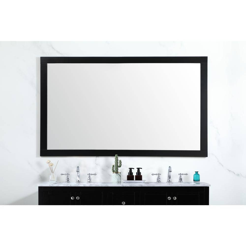 Contemporary Black Wood Rectangular Bathroom Vanity Mirror
