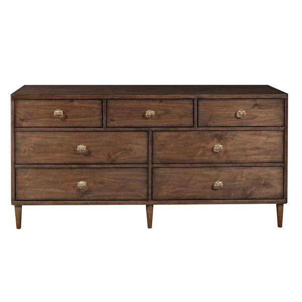 HomeFare Knotty 7-Drawer Walnut Dresser