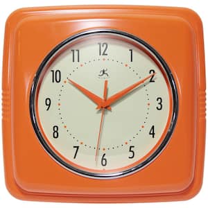 Square Retro Orange Wall Clock