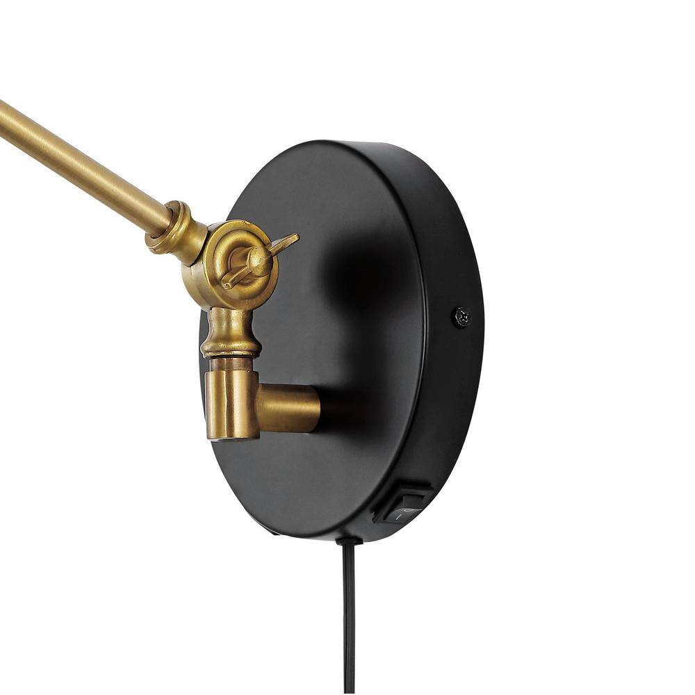 Lisa 18" Black Iron Swing Arm LED Wall Sconce with USB Charging
