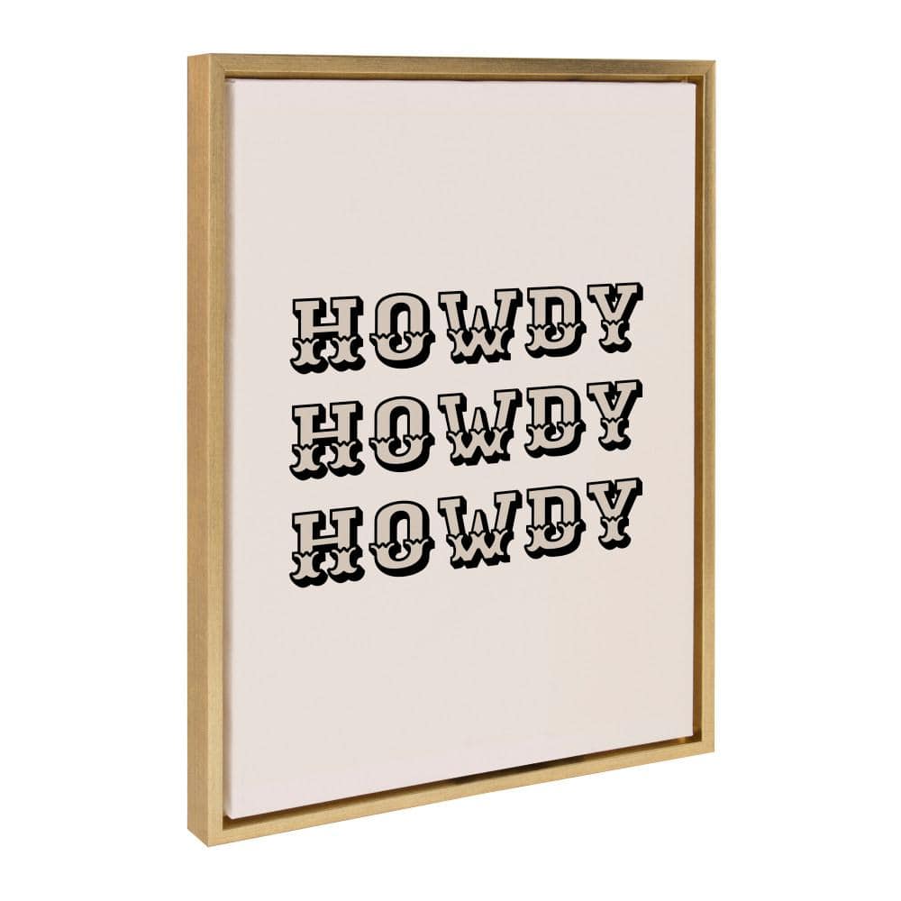 Bright Gold Framed Canvas with Western Howdy Quote, 18x24