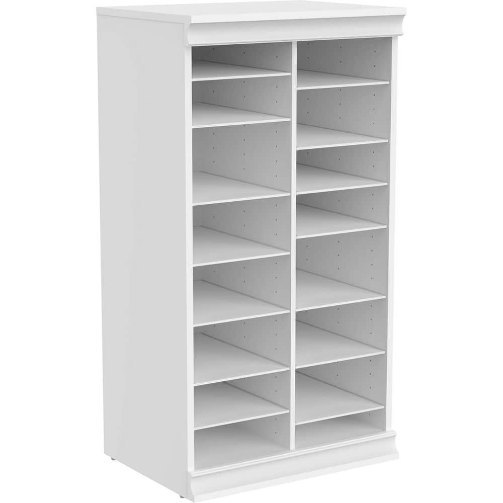 Modular 21.38 in. W White Storage Adjustable Shoe-Shelf Unit W/ Divider Wood Closet System